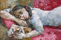 Iqbal Durrani, Alluring Lover, 24 x 36 Inch, Oil on Canvas, Figurative Painting, AC-IQD-066